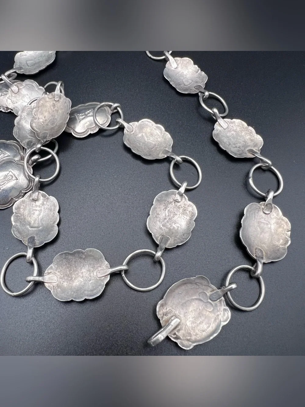Sterling Silver Concho Belt Necklace